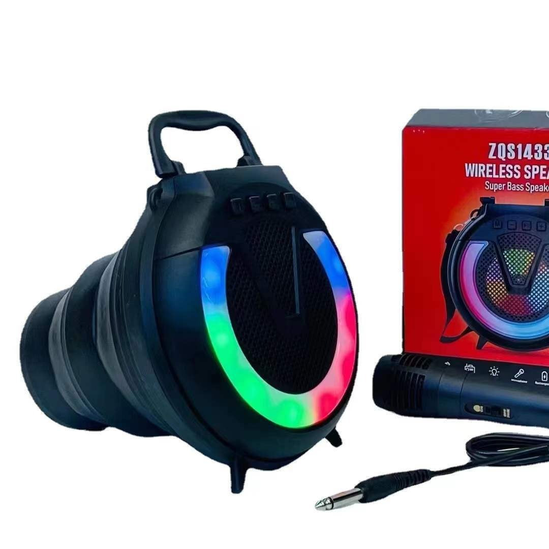 Wireless Bluetooth 4inch Portable Speaker Outdoor Lawn LED Light Speaker with Retractable Control