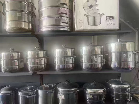 Non-magnetic extra-thick composite steel double-rack three-layer steamer in sizes 28 30 32 34 36 40